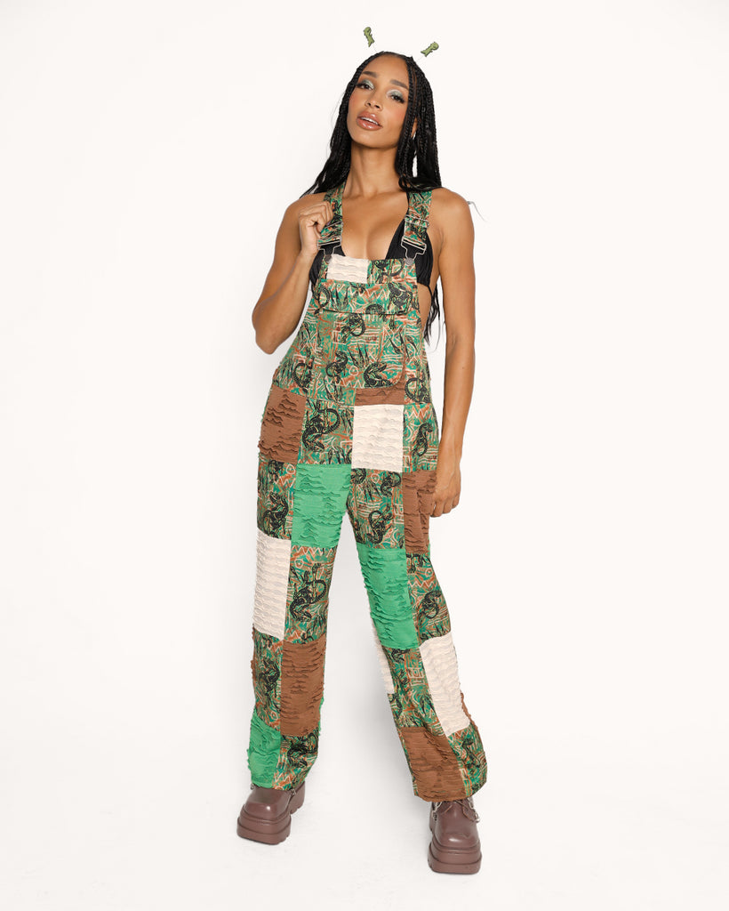 Unearth the Beat Overalls-Black/Brown/Green-Regular-Front--Courtney---S