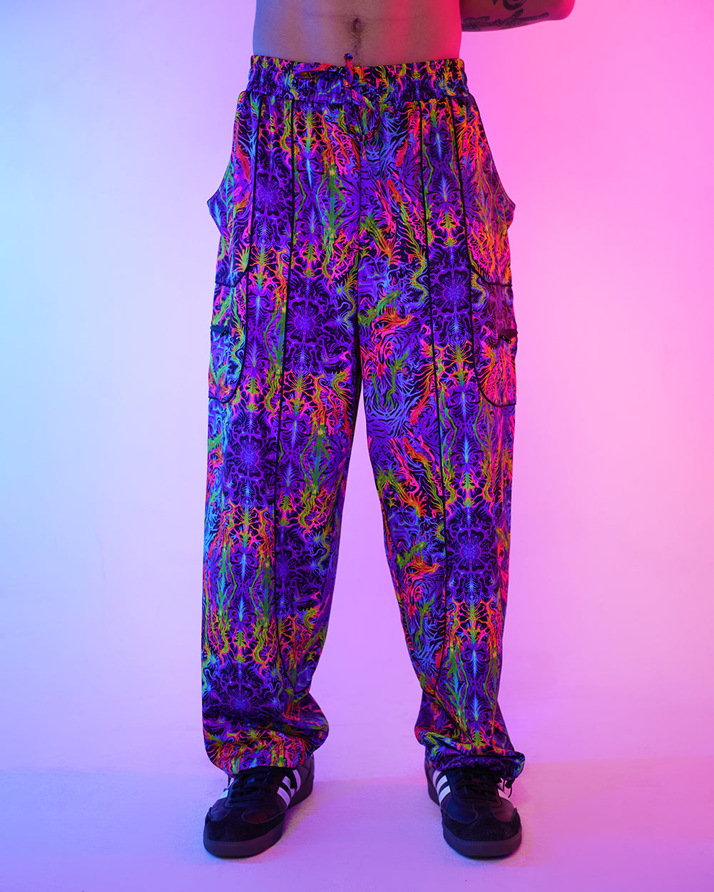 Pixxie Stixx x iHR PsyTrip Harem Pants
-Black/Blue/Pink-Regular-Front--Aden---L