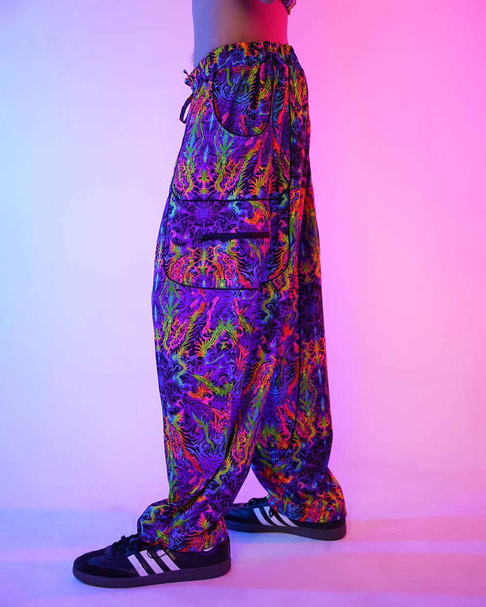Pixxie Stixx x iHR PsyTrip Harem Pants
-Black/Blue/Pink-Regular-Side--Aden---L