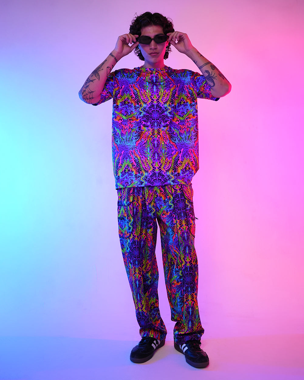 Pixxie Stixx x iHR PsyTrip Harem Pants
-Black/Blue/Pink-Regular-Full--Aden---L