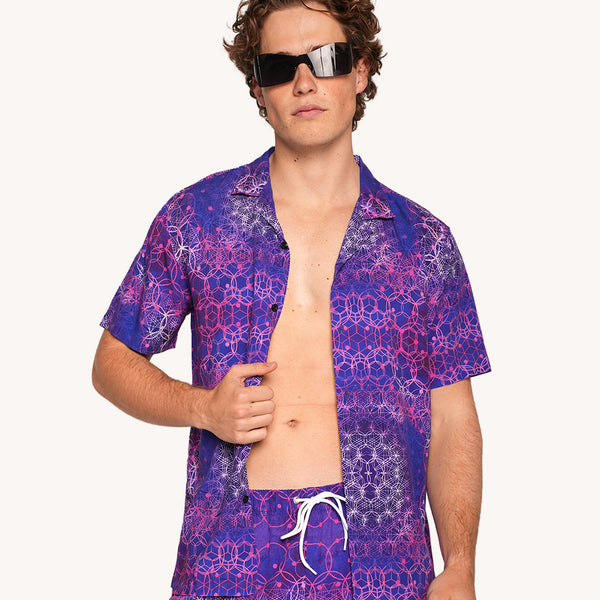 Violet vibrations camp shirt for festival boho look