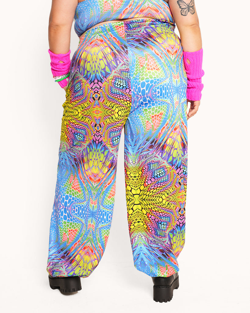 Viper Vision Harem Pants-Neon Blue/Neon Pink/Yellow-Curve1-Back--Daniella---1X