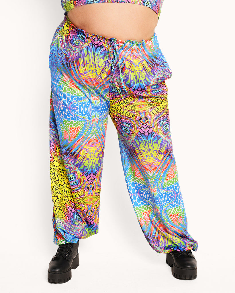 Viper Vision Harem Pants-Neon Blue/Neon Pink/Yellow-Curve1-Front--Daniella---1X