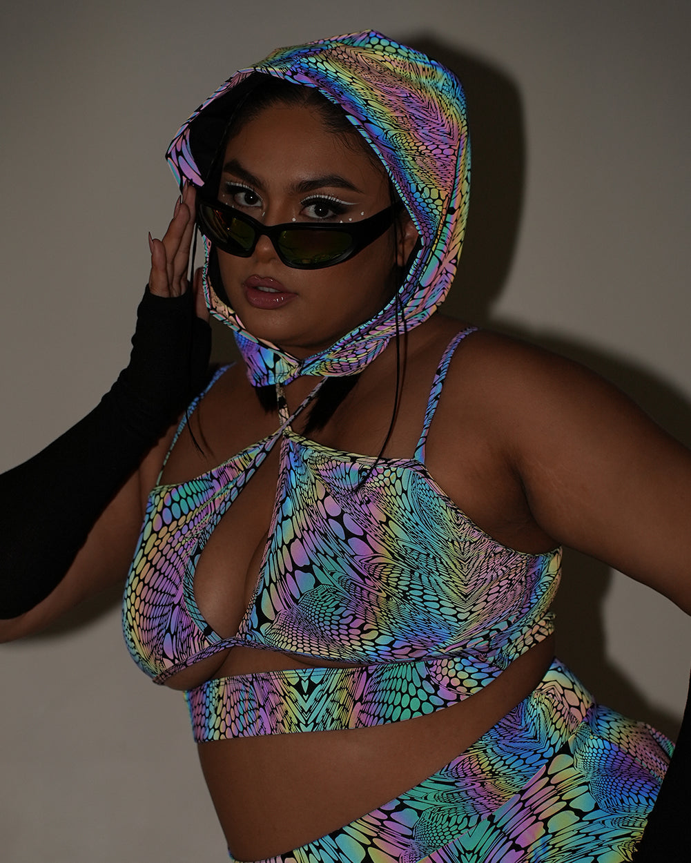 Viper Vision Rainbow Reflective Cutout Halter Top - Image 4