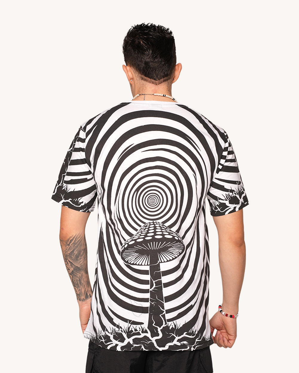 Vivid Vortex Swirly Mushroom Tee-Men