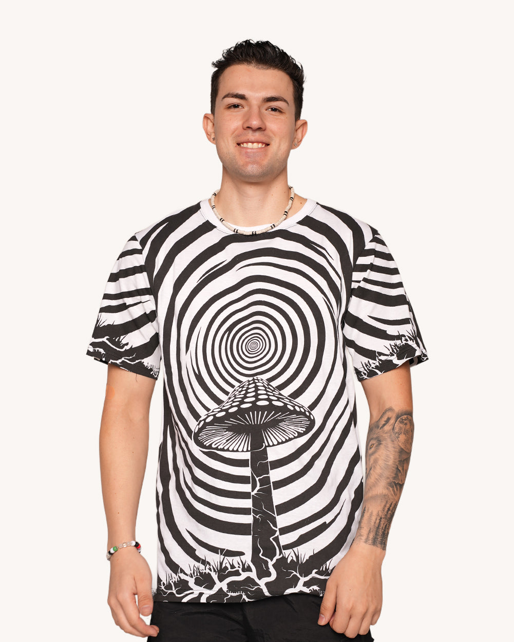 Vivid Vortex Swirly Mushroom Tee-Men