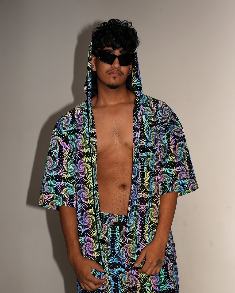 Waking Vision Rainbow Reflective Hooded Robe-Men