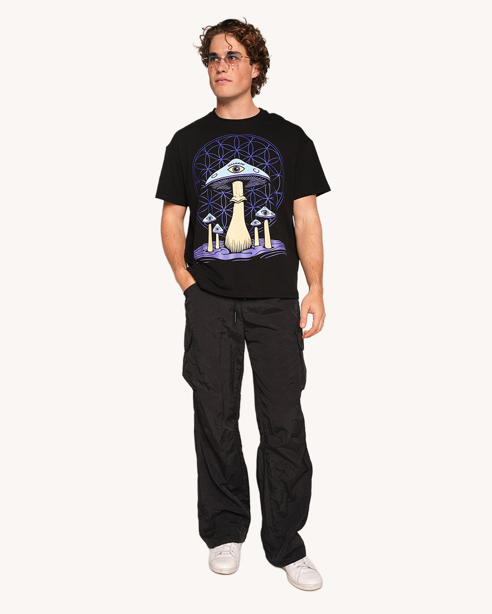 Wavy Cap Oversized Tee-Men-Men