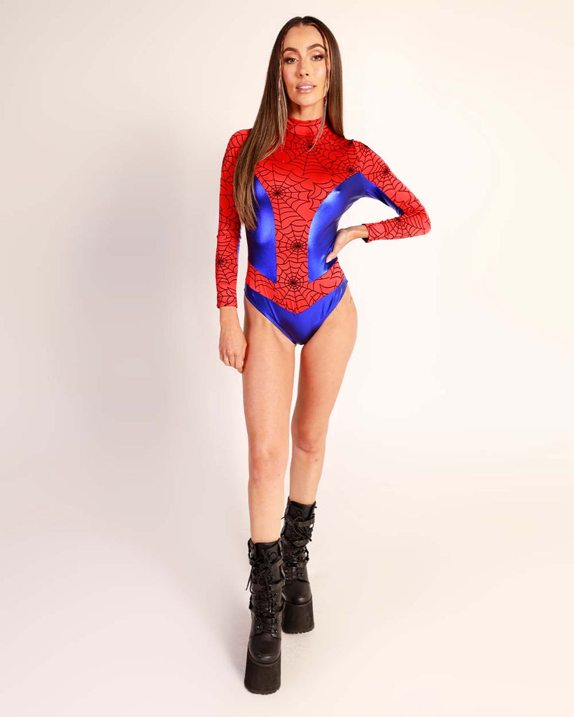 Web Slinger Spider Bodysuit Costume-Blue/Red-Full--Hannah---S-M