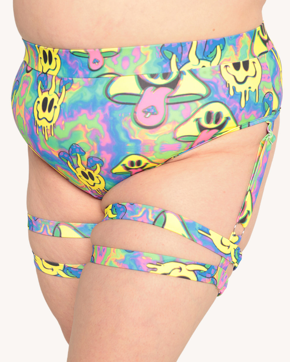 Welcome to Trippyland Harness Booty Shorts - Image 34809684885687