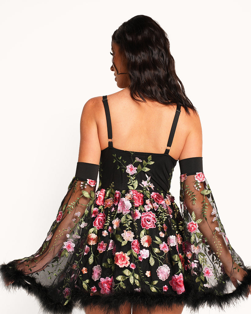 Whimsical Woodland Floral Dress Set-Black-Regular-Back--Sarah2---S