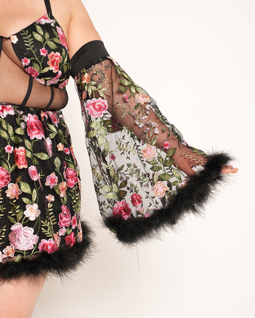 Whimsical Woodland Floral Dress Set-Black-Curve1-Detail--Daniella---1X
