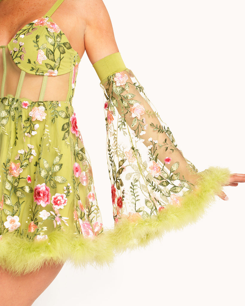 Whimsical Woodland Floral Dress Set-Green/Pink-Regular-Detail--Sarah2---S