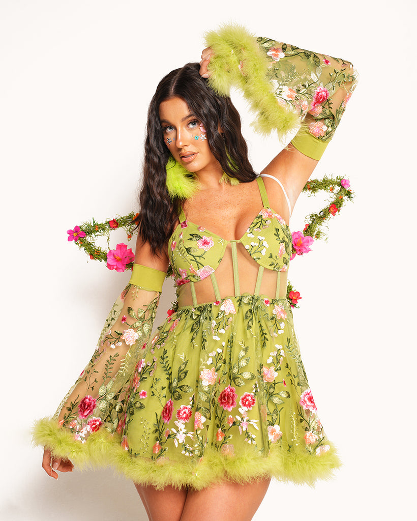 Whimsical Woodland Floral Dress Set-Green/Pink-Regular-Front--Sarah2---S