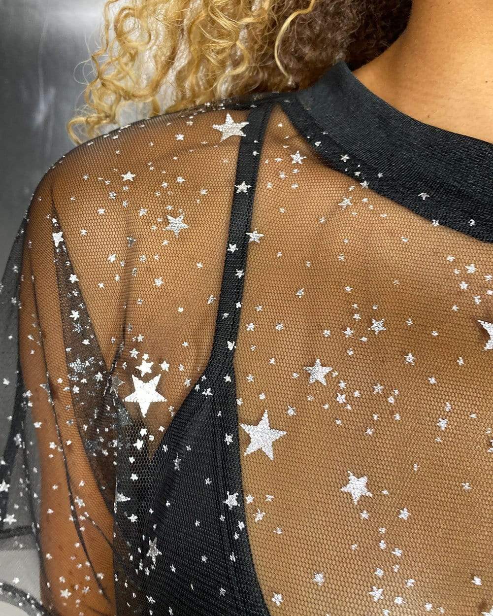 Holo Star Oversized Mesh Tee-Detail
