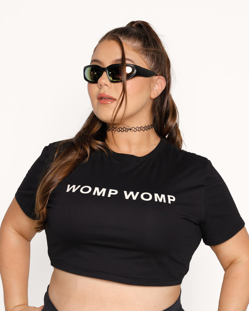 Womp Womp Cropped Tee-Black/White-Curve1-Full--Milani---1X