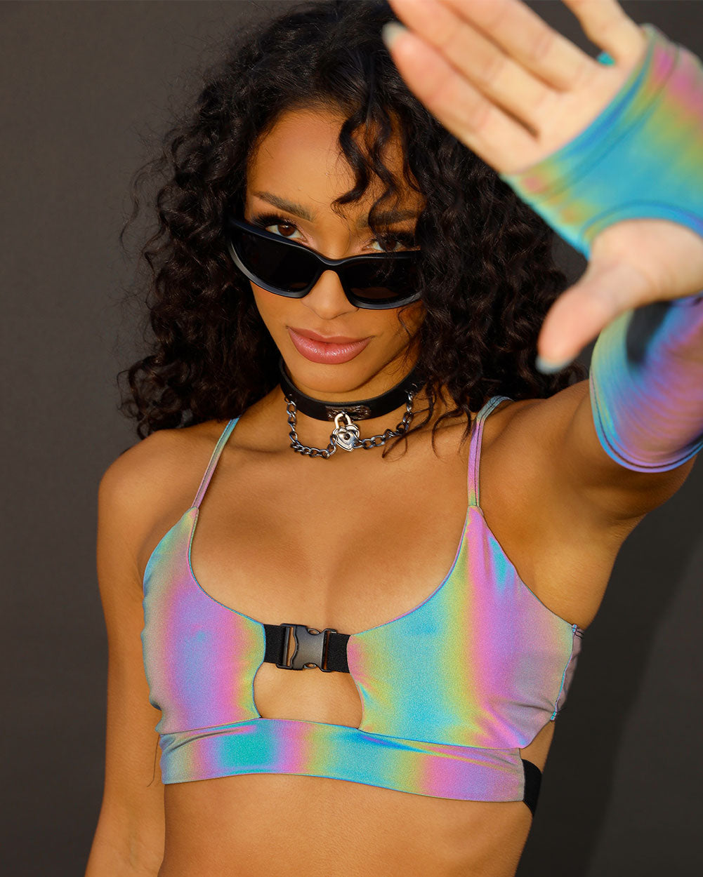 Won't Let U Out Reflective Underboob Clasp Top – iHeartRaves