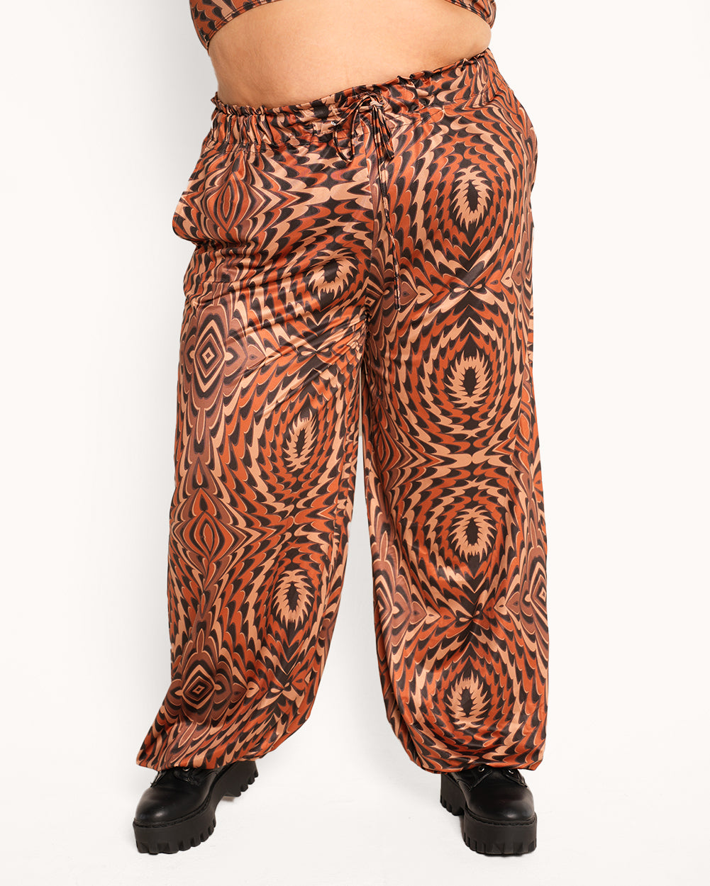 Woodland Escapades Harem Pants-Brown-Curve1-Front--Daniella---1X