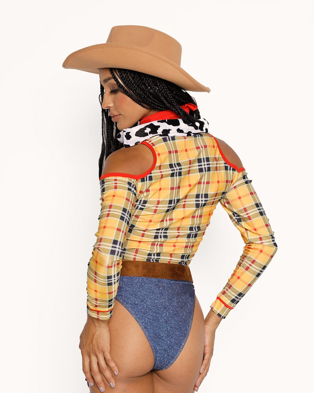 Woody Cowgirl Costume Set-Blue/Yellow-Regular-Back--Courtney---S-M