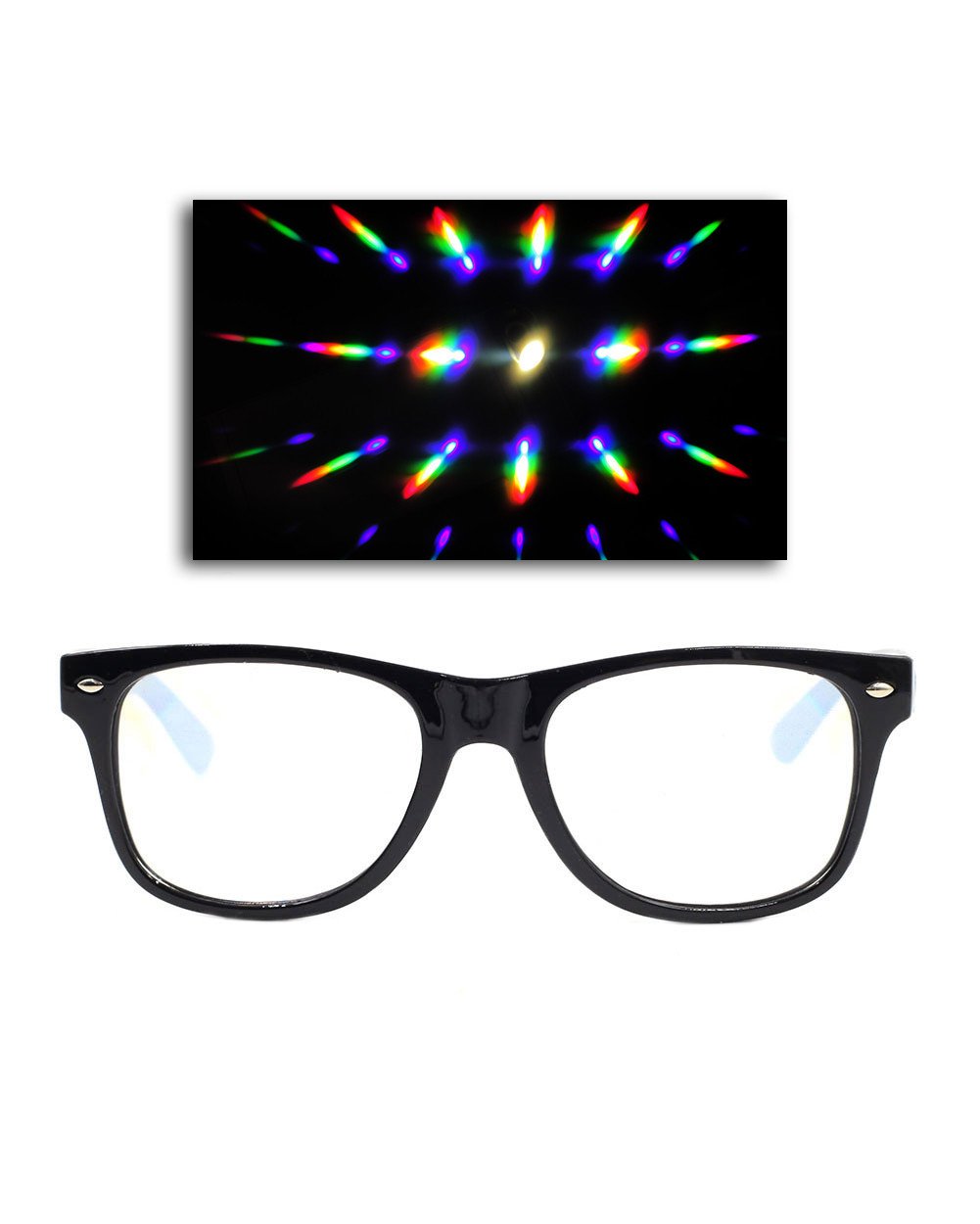 Solid Clear Diffraction Glasses - Black