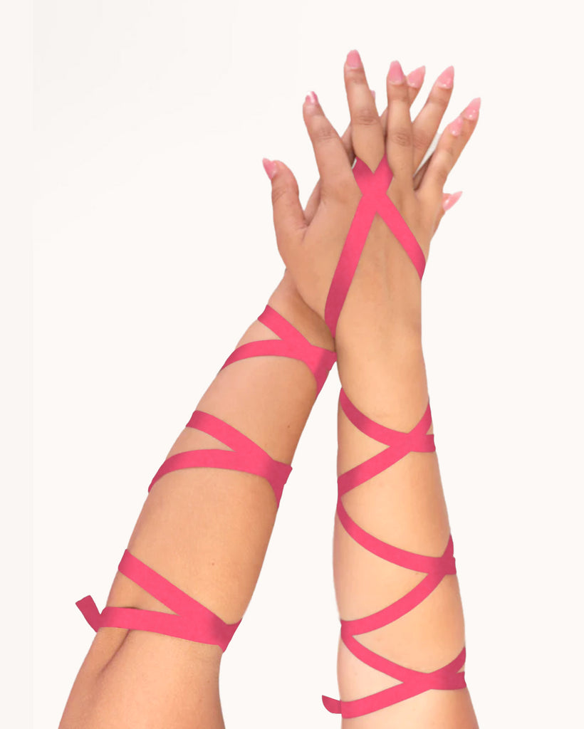 Bombshell Babe Arm Wraps-Neon Pink-Regular-Front--Model---S