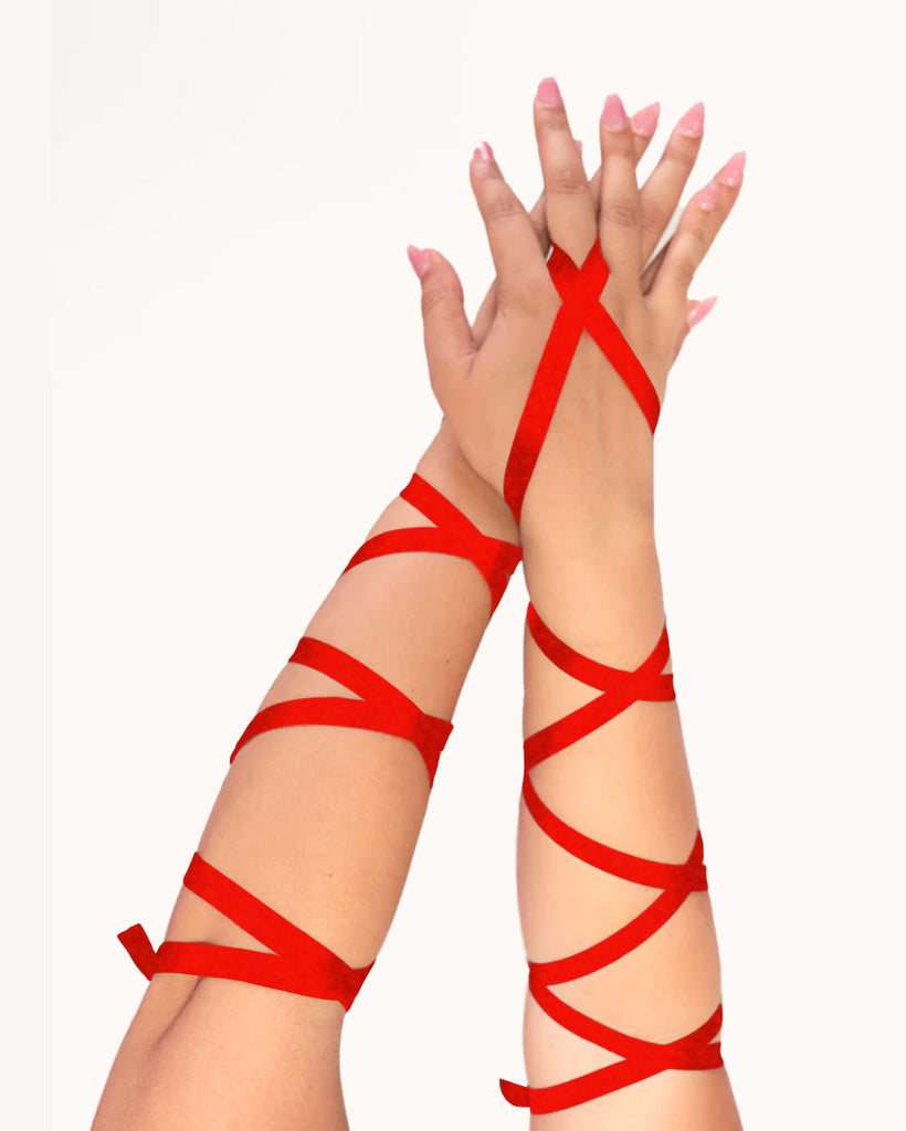 Bombshell Babe Arm Wraps-Red-Regular-Front--Model---S