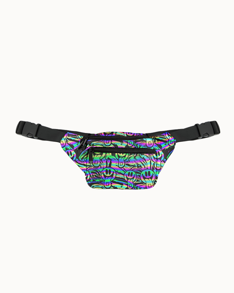 Happy Hour Rainbow Reflective Fanny Pack-Rainbow-Regular-Front--Model---S