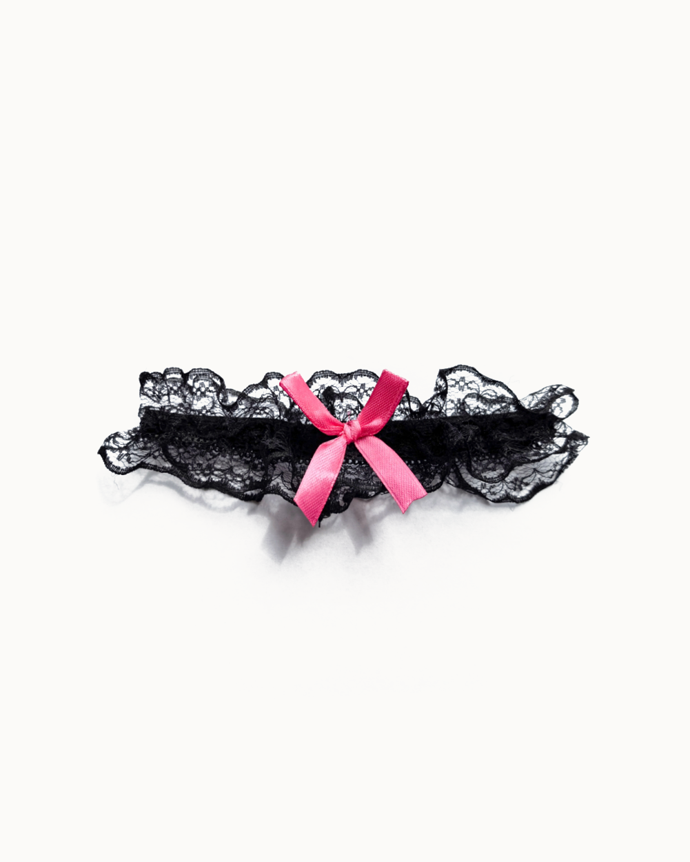 Romantic Era Single Leg Garter-Black-Regular-Front--Model---S