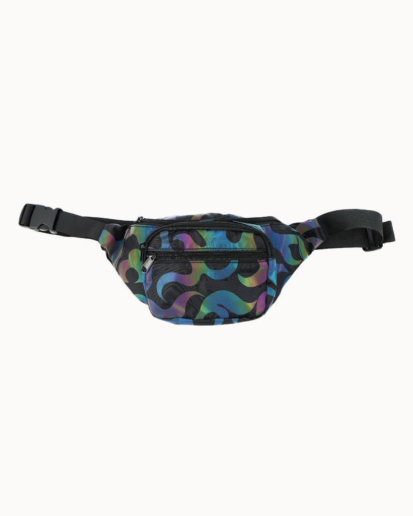Brightest Flame Rainbow Reflective Fanny Pack-Rainbow-Reflective-Front--Model---S