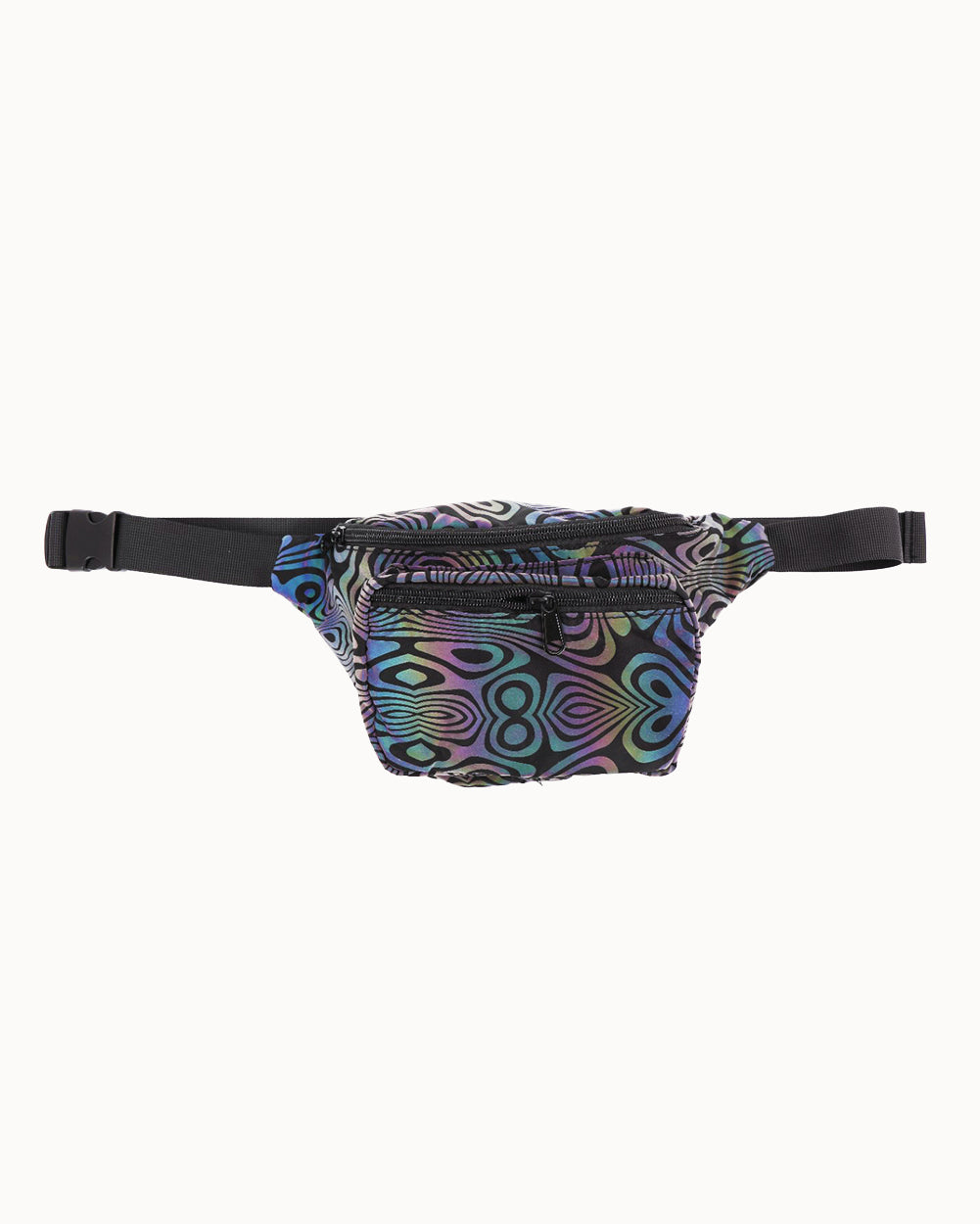 Parallel Universe Rainbow Reflective Fanny Pack-Black/Rainbow-Regular-Reflective--Model---S