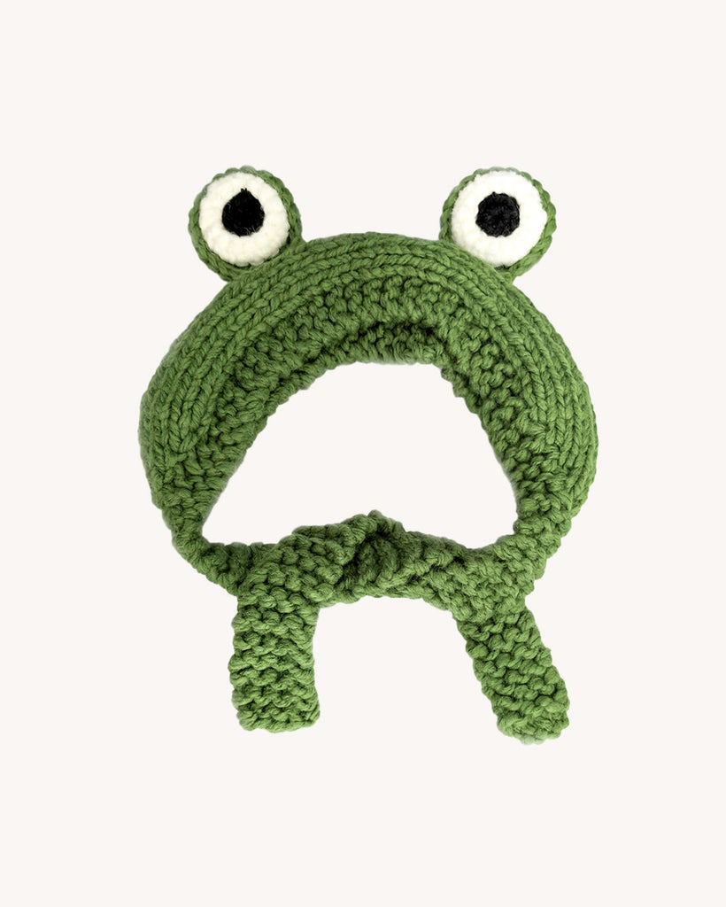 Hoppy Froggy Crochet Hat-Green-Regular-Mock--Model---S