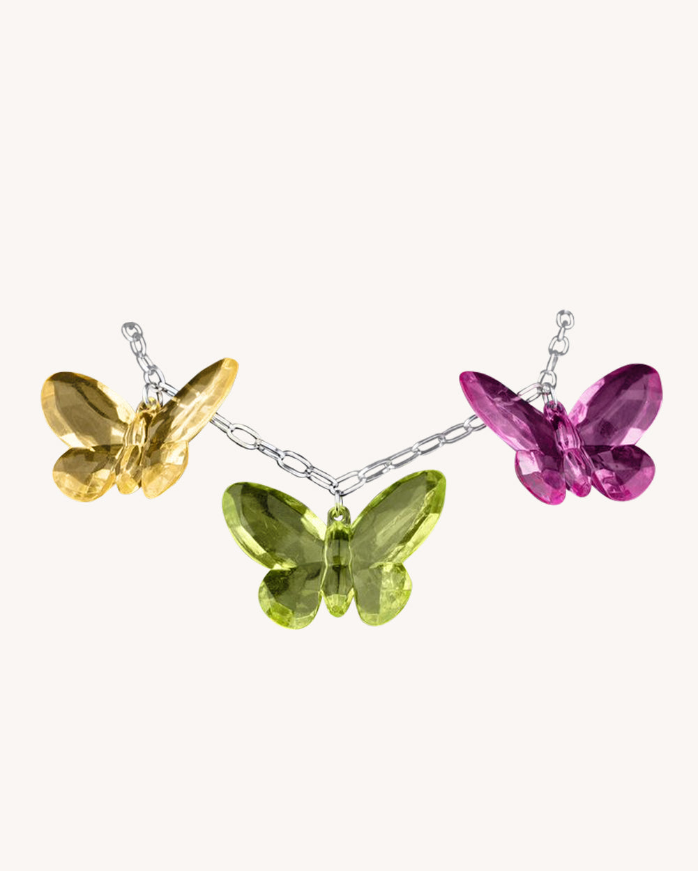 Jelly Butterfly Chain Necklace-Rainbow/Silver-Regular-Front--Model---S