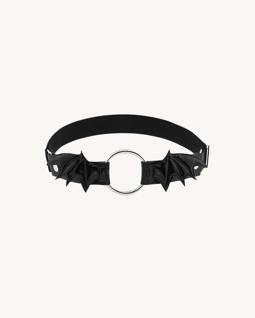 Bat Crazy Leg Garter-Black-Regular-Front--Model---S