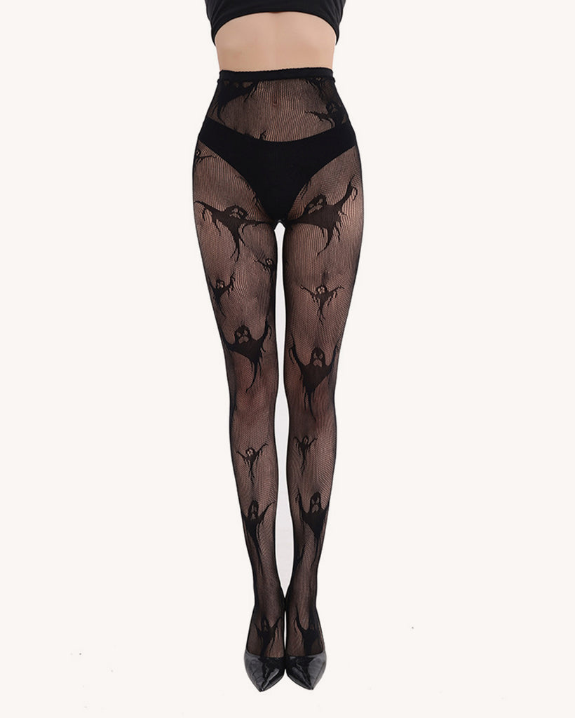 Good Ghoul Tights-Black-Regular-Front--Model---S