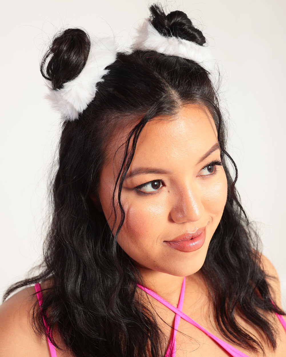 Ultra Furry Scrunchies-White-Side