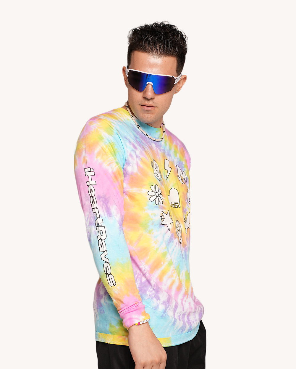 iHeartRaves Tie-Dye Lineup Long Sleeves-Men