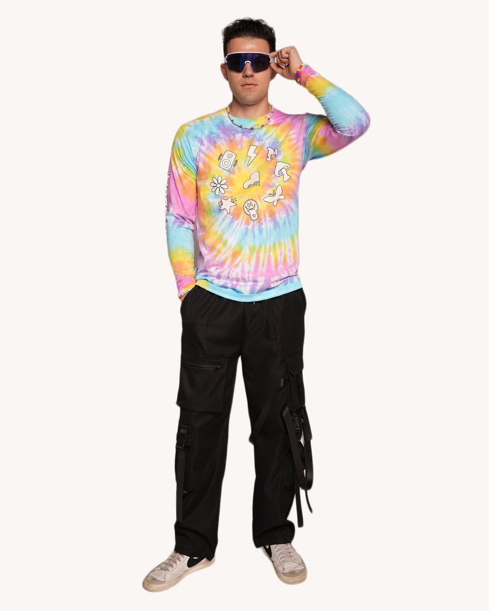 iHeartRaves Tie-Dye Lineup Long Sleeves-Men