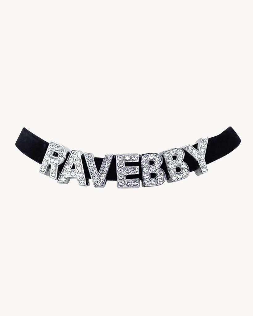 Rave Baby Rhinestone Choker-Black/Silver-Regular-Front--Model---S