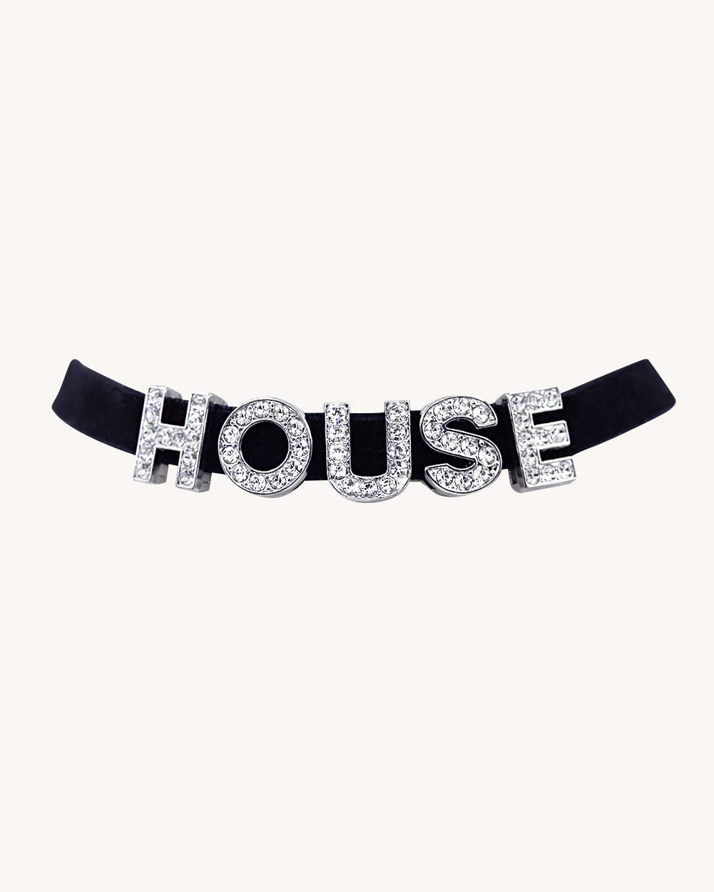 House Head Rhinestone Choker-Black/Silver-Regular-Full--Model---S