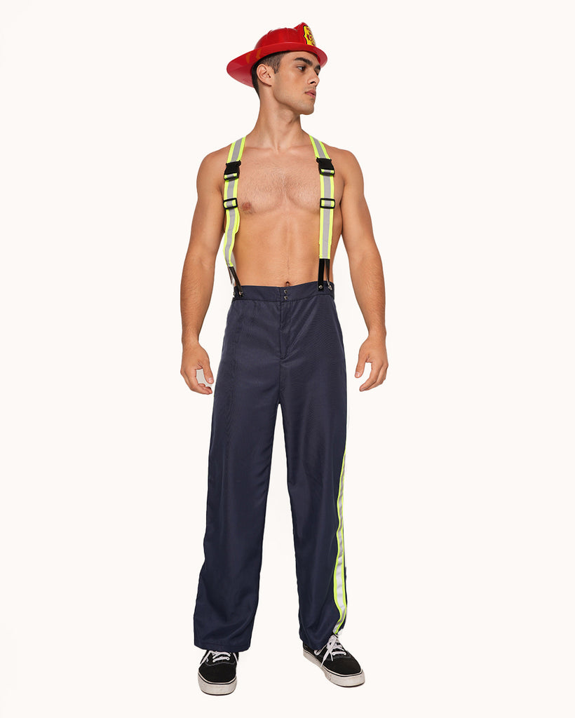 Hot Shot 2-Piece Fireman Hunk Costume-Black/Red/White-Regular-Front 2--Jacob---L