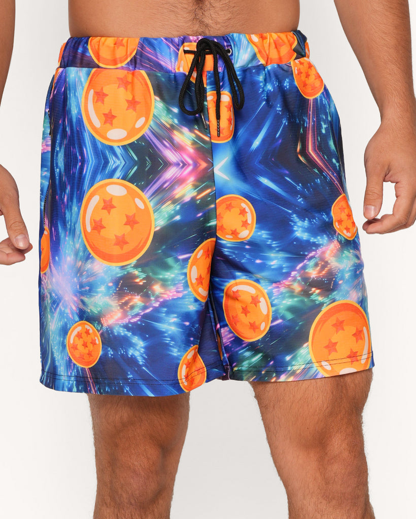 Super Saiyan Mens Shorts-Blue/Orange-Regular-Front--Jacob---L