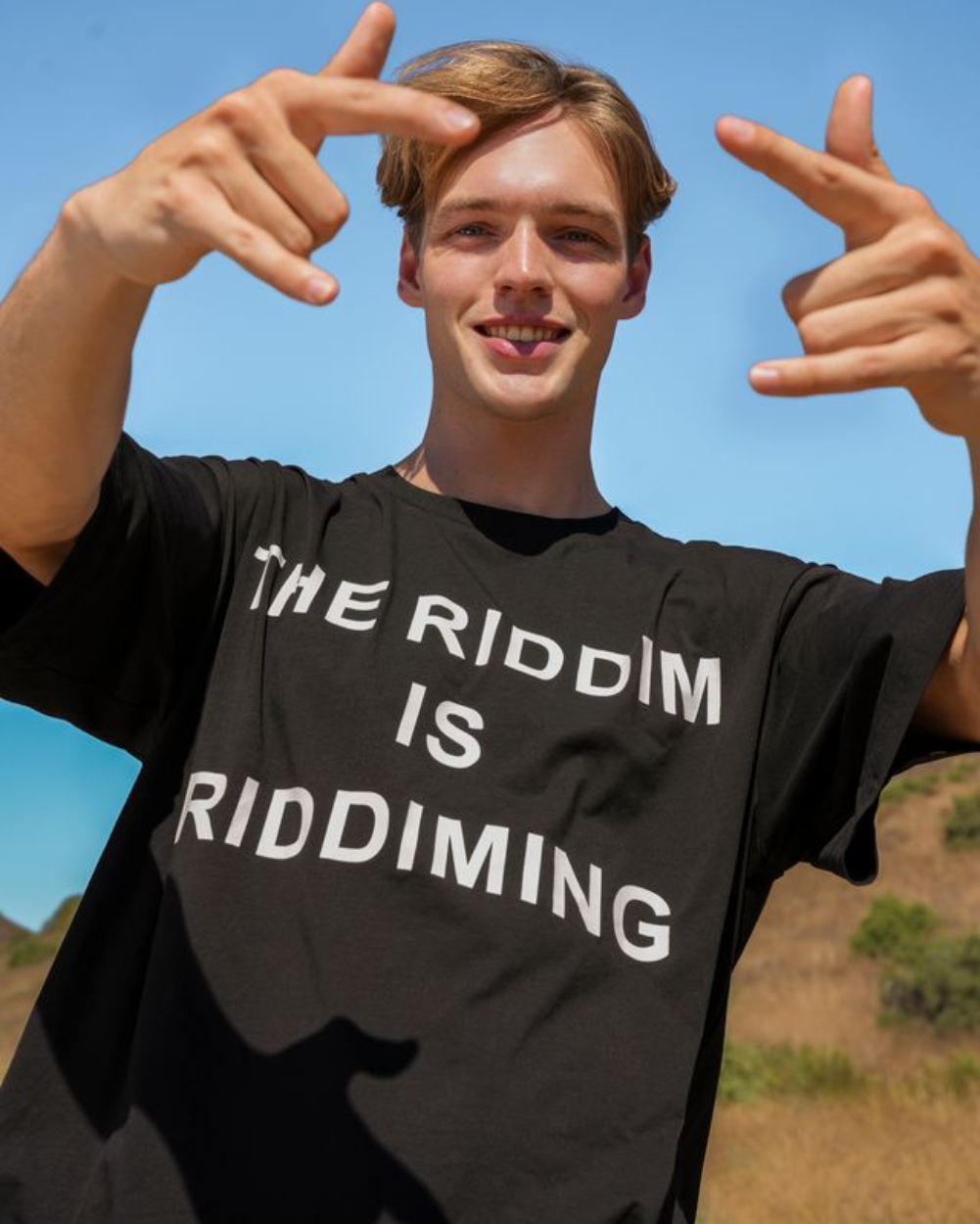 The Riddim is Riddiming Tee-Black/White-Regular-Lifestyle--Model---M