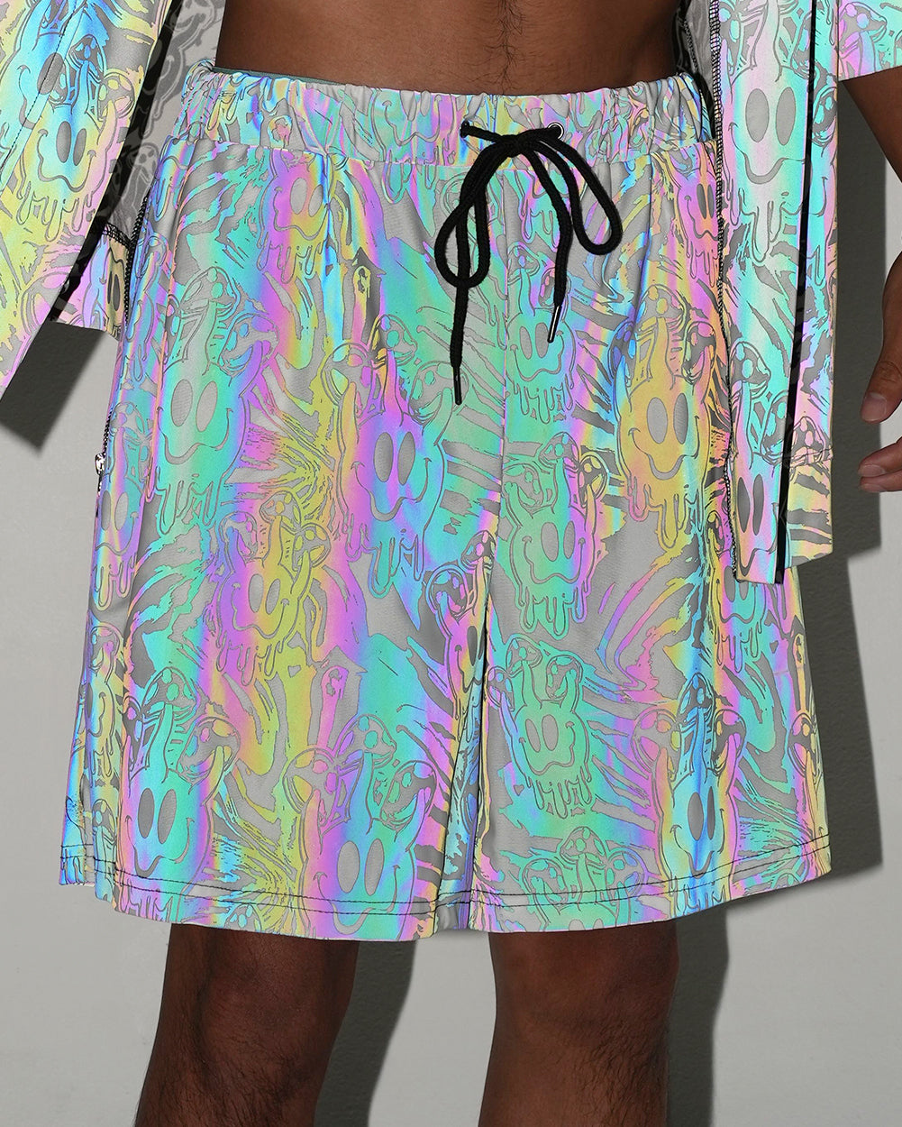 Tripp Out Rainbow Reflective Shorts-Black/Rainbow-Reflective--Adrian---L