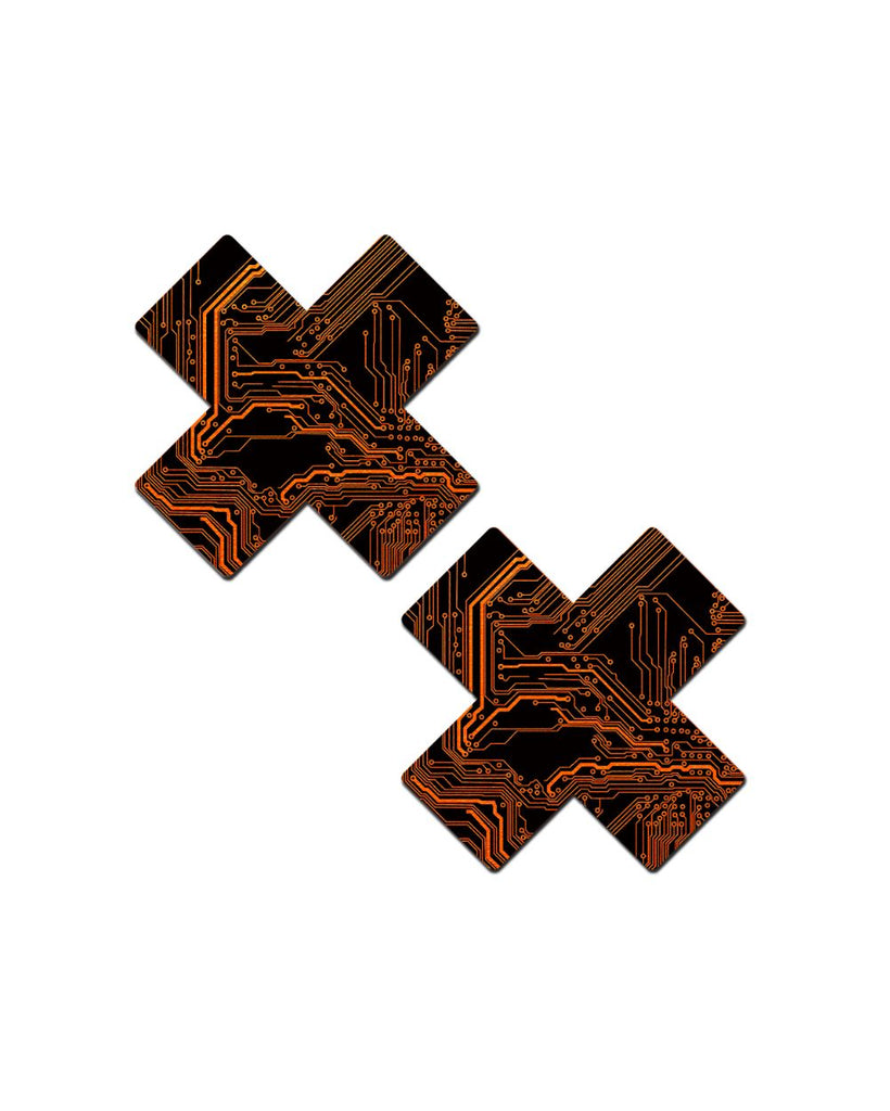 Pastease x iHR Electro Techno Pasties-Black/Orange-Regular-Front--Model---S