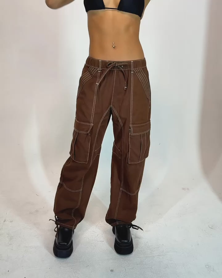 Phenomenal Power Wide Leg Pants-Brown-Allskus