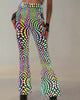 Pixel Perfect Rainbow Reflective Cutout Bell Bottoms-Black/Rainbow-Regular-allskus