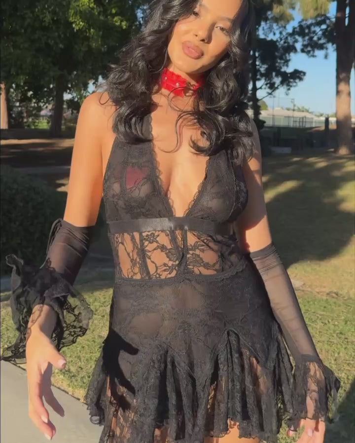 Love Letters & Lace Dress with Sleeves - Image 34825865756855