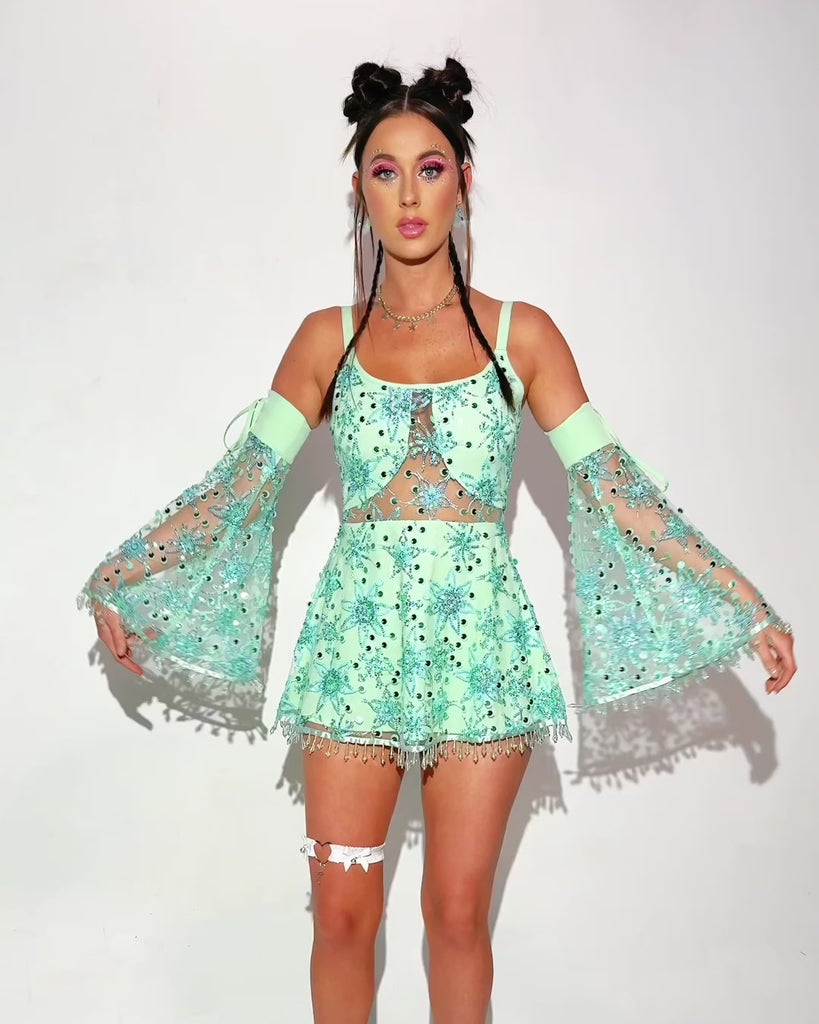 Sparkling Nights Dress Set-Teal-Regular-allskus