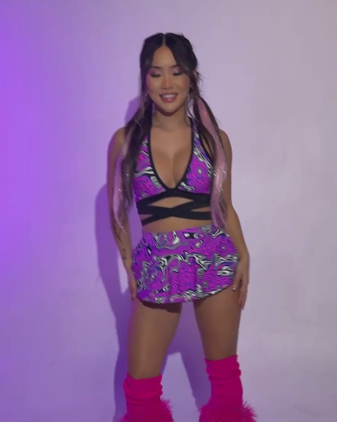 Rolita Couture x iHR Ultraviolet Vortex Micro Skort - Image 34826481860791