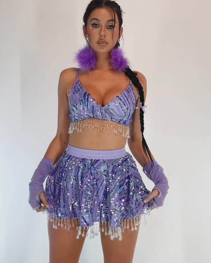 Starlight Sprinkle Sequin Skirt-Lavender-allskus